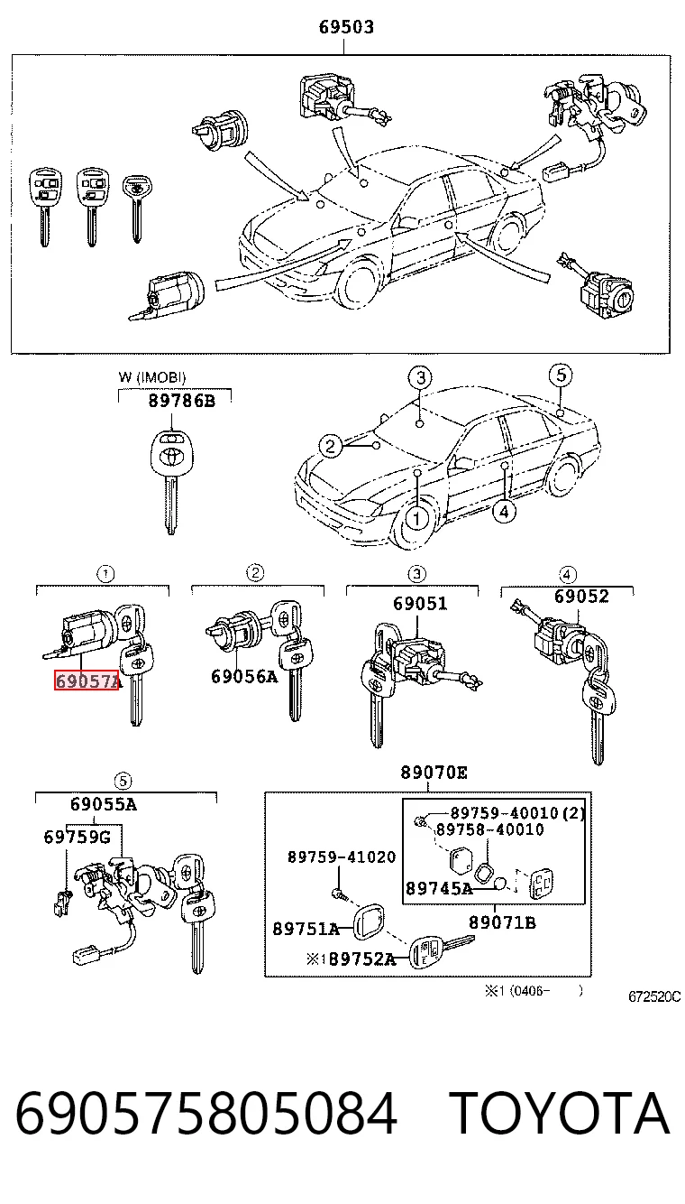 Личинка замка зажигания на Toyota Camry V V30