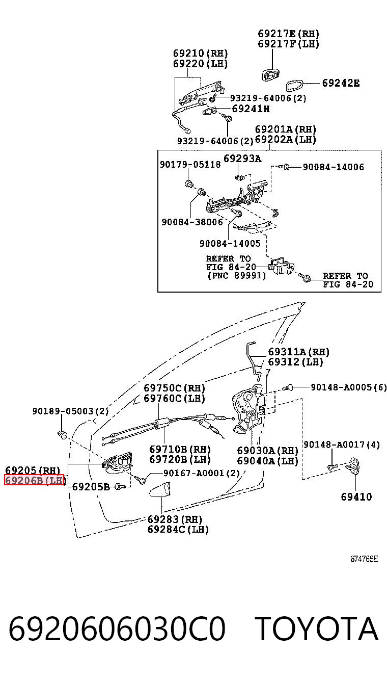 6920606030C0 Toyota Ручка двери передней внутренняя левая
