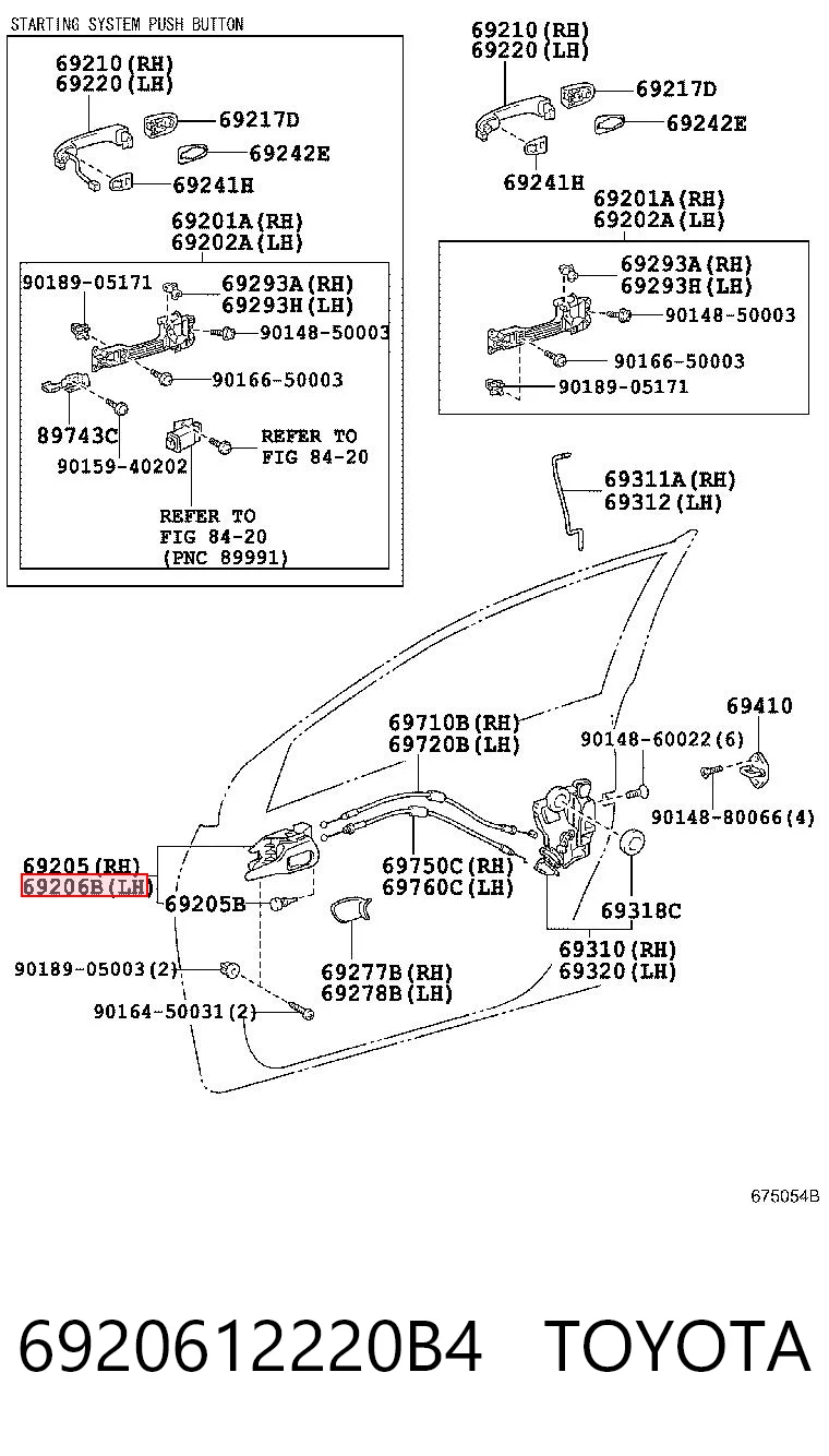 6920612220B4 Toyota Ручка двери передней внутренняя левая