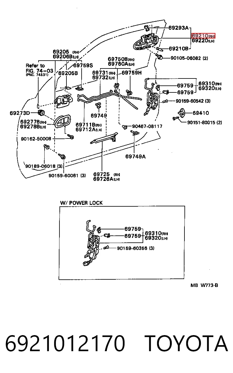 6921012170 Toyota Ручка передней двери наружная, правая
