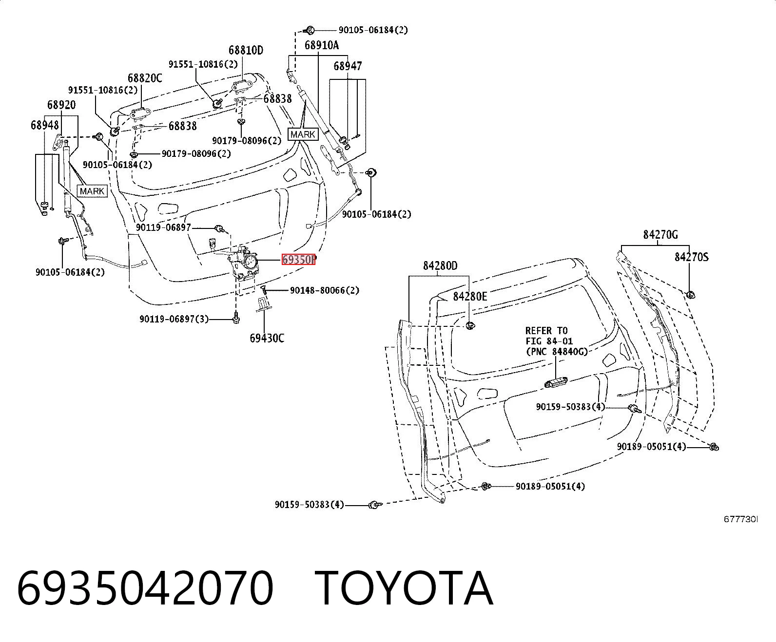6935042070 Toyota Замок пятой двери