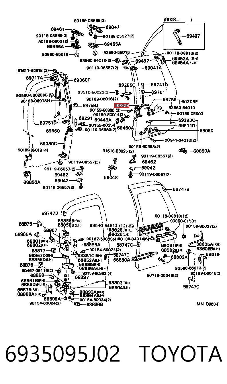 6935095J02 Toyota Замок пятой двери