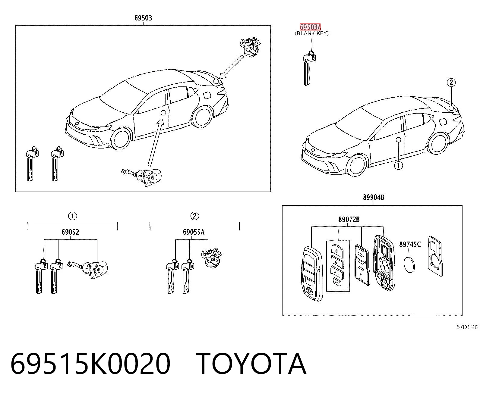 69515K0020 Toyota Ключ-заготовка