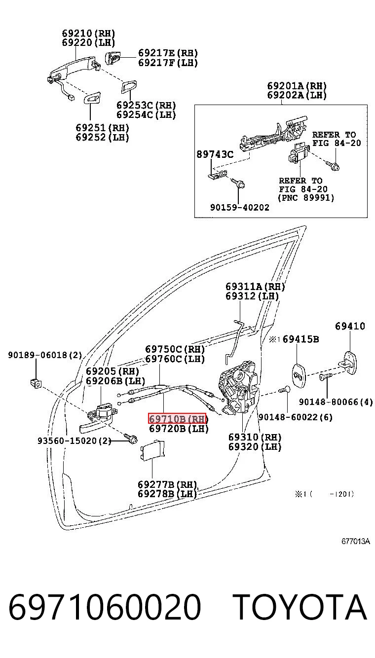 6971060020 Toyota Трос замка двери передней