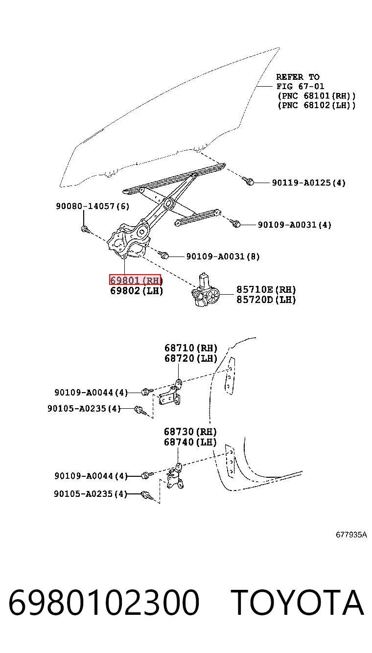 6980102300 Toyota Механизм подъема стекол