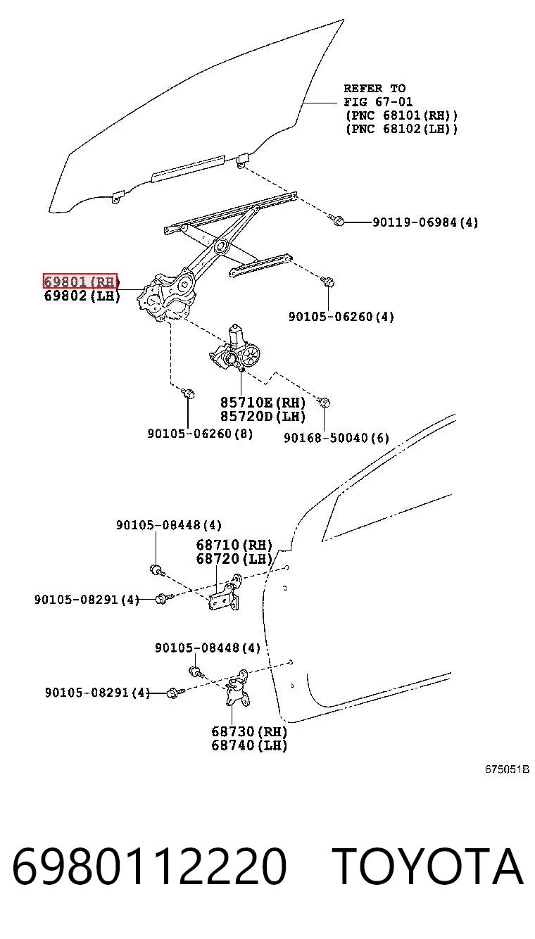 6980112220 Toyota Механизм подъема стекол