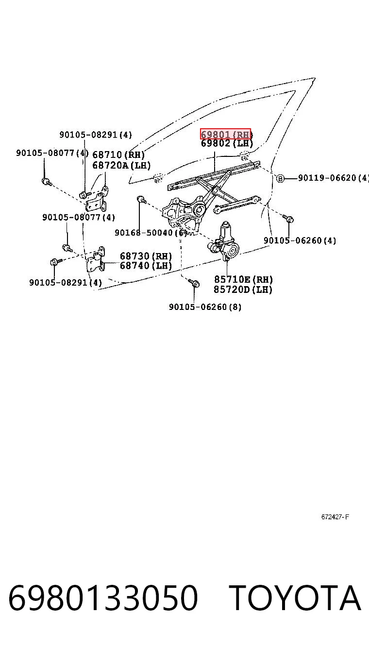 6980133050 Toyota Механизм подъема стекол