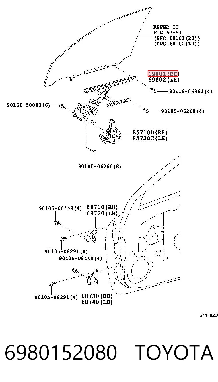 6980152080 Toyota Механизм подъема стекол