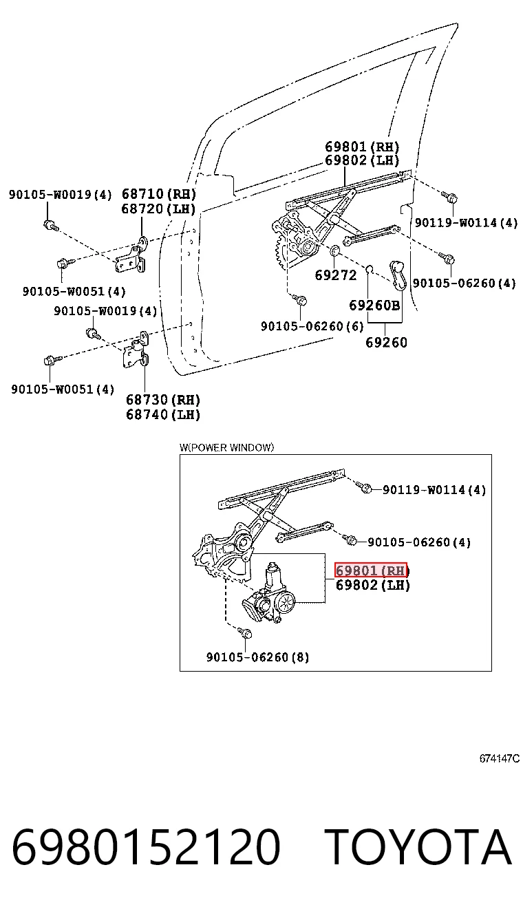  Стеклоподъемник передней правой двери Toyota Yaris 