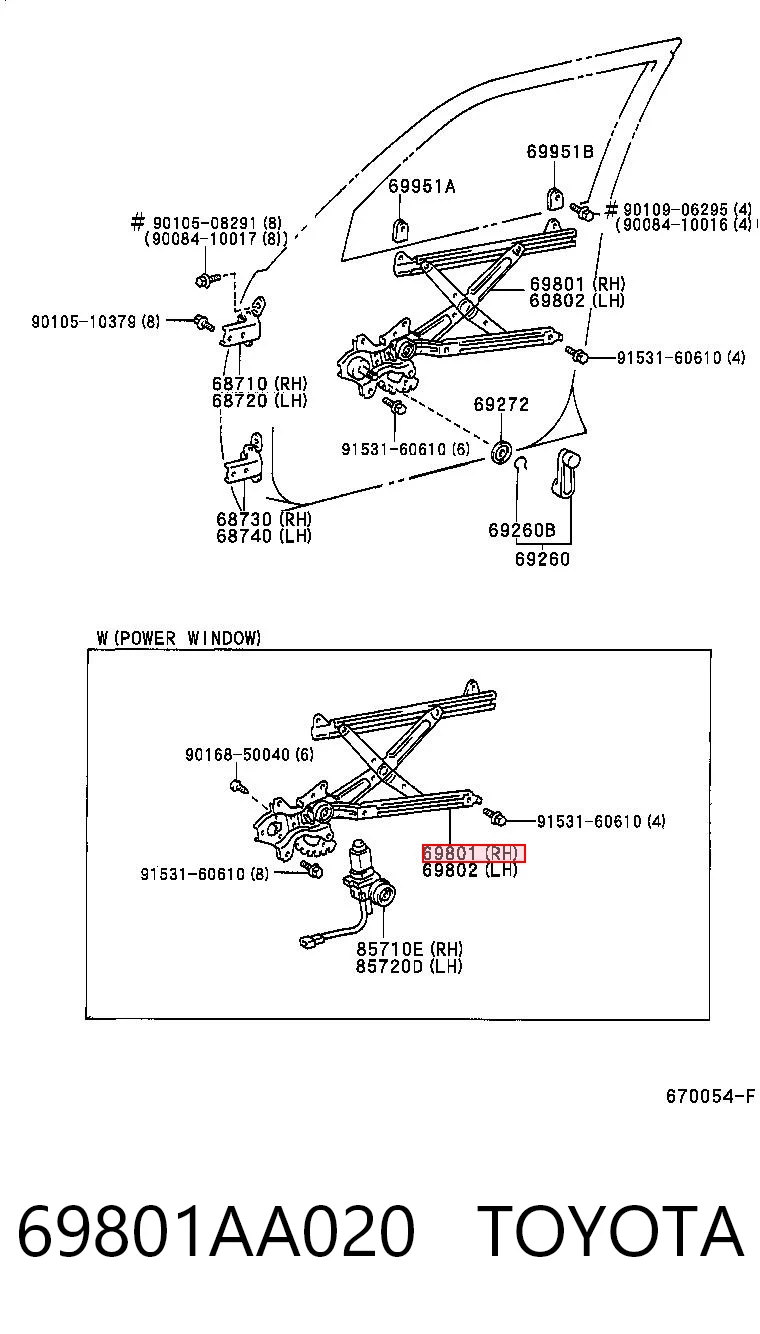 69801AA020 Toyota Механизм подъема стекол