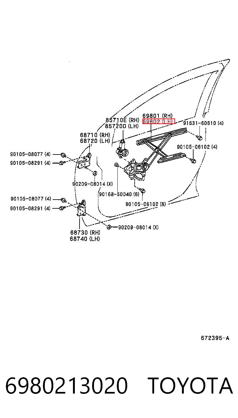 Механизм стеклоподъемника передней левой двери на Toyota Corolla VERSO E12J
