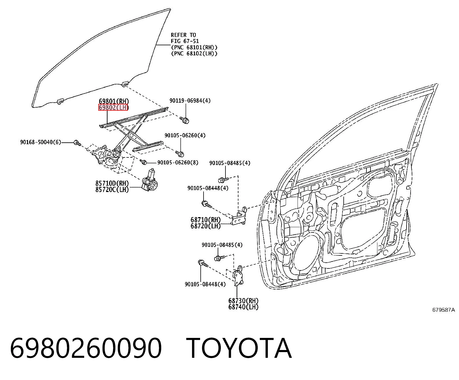 Механизм стеклоподъемника передней левой двери на Toyota Land Cruiser PRADO J150