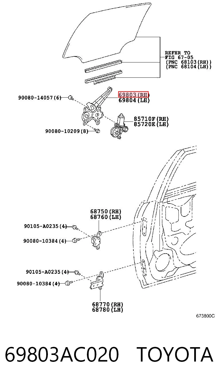 69803AC020 Toyota  Механизм стеклоподъемника правой задней двери