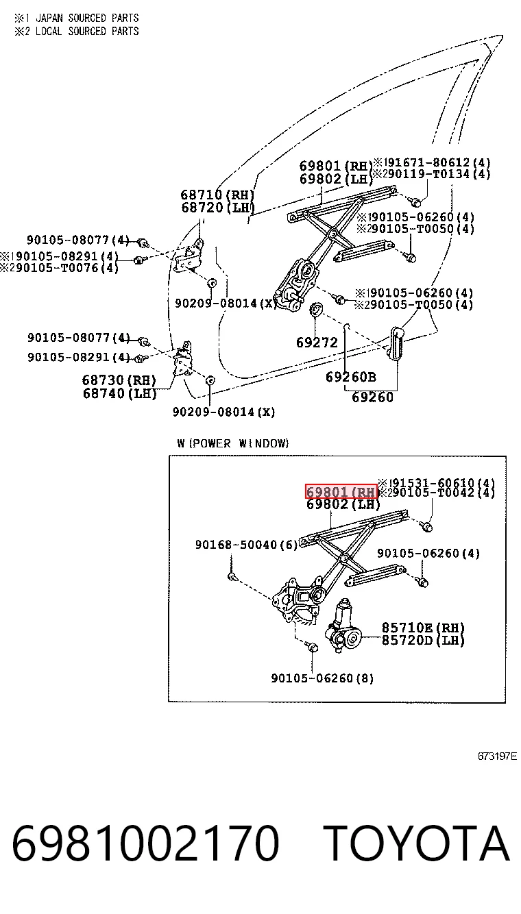 6981002170 Toyota Механизм подъема стекол