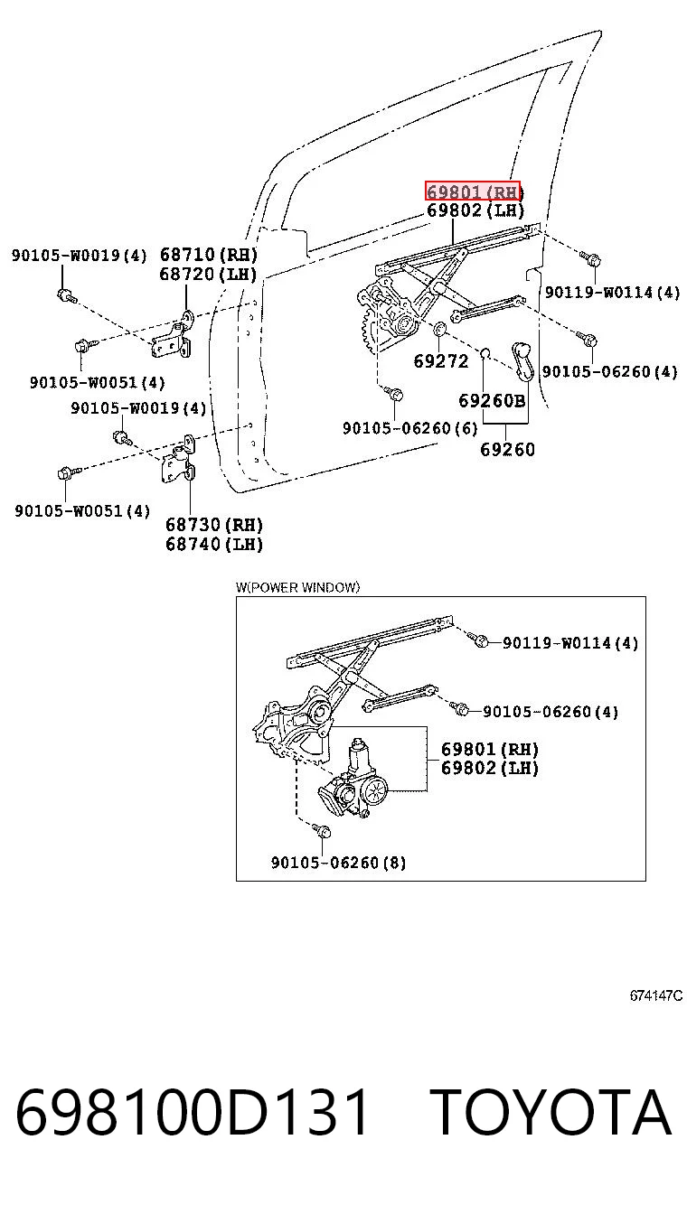 Механизм подъема стекол на Toyota Yaris  SP90