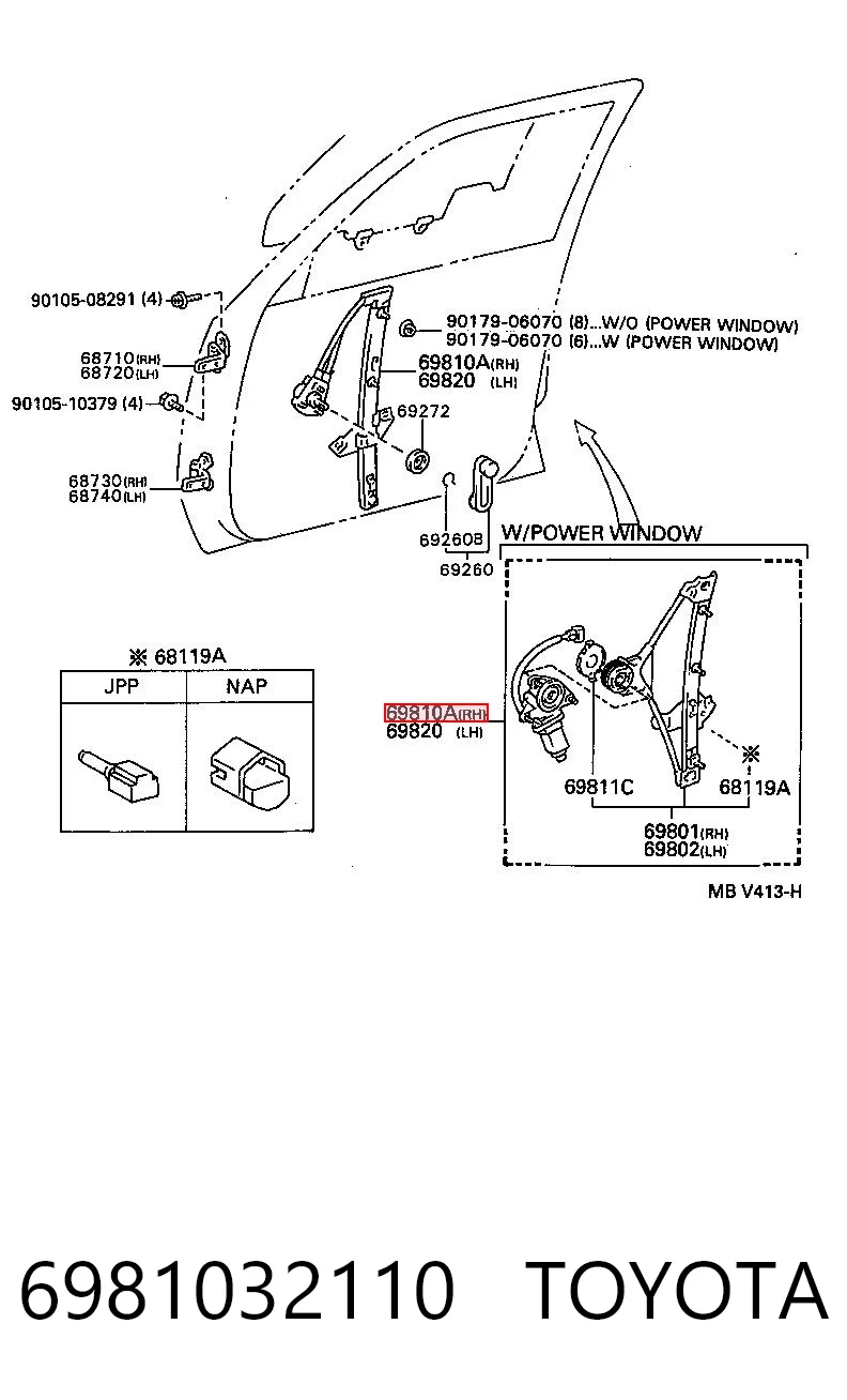 6981032110 Toyota Механизм подъема стекол