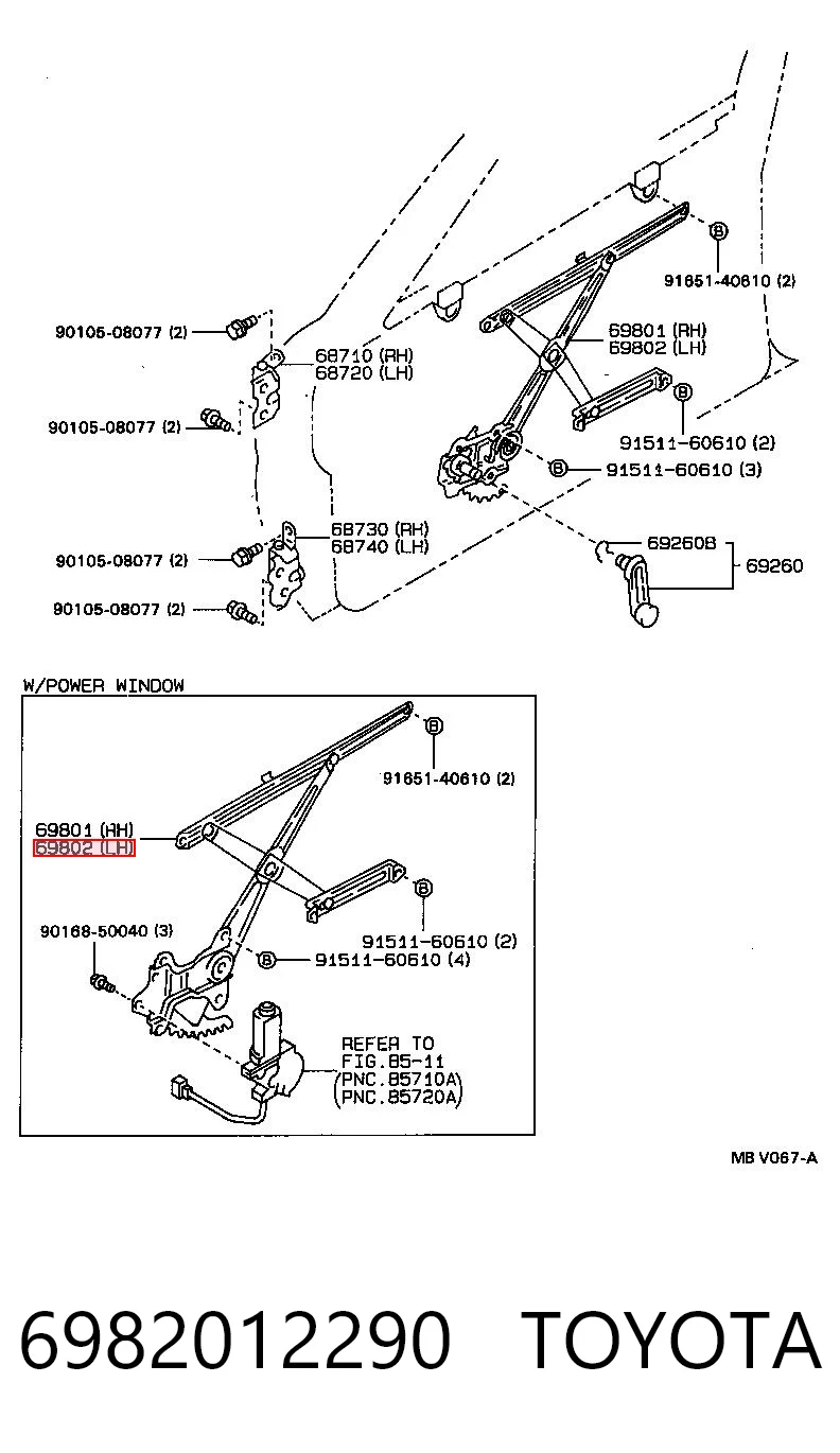 Механизм стеклоподъемника двери передней левой Toyota Corolla E9