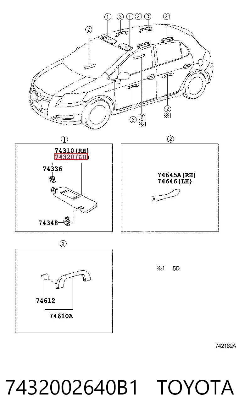 7432002640B1 Toyota Козырек противосолнечный