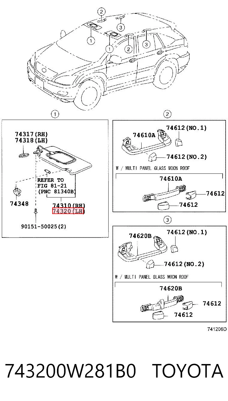 Козырек противосолнечный на Lexus RX 300/330/350/400H U3