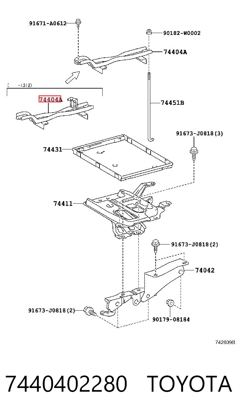 7440402280 Toyota Подставка аккумулятора (АКБ)