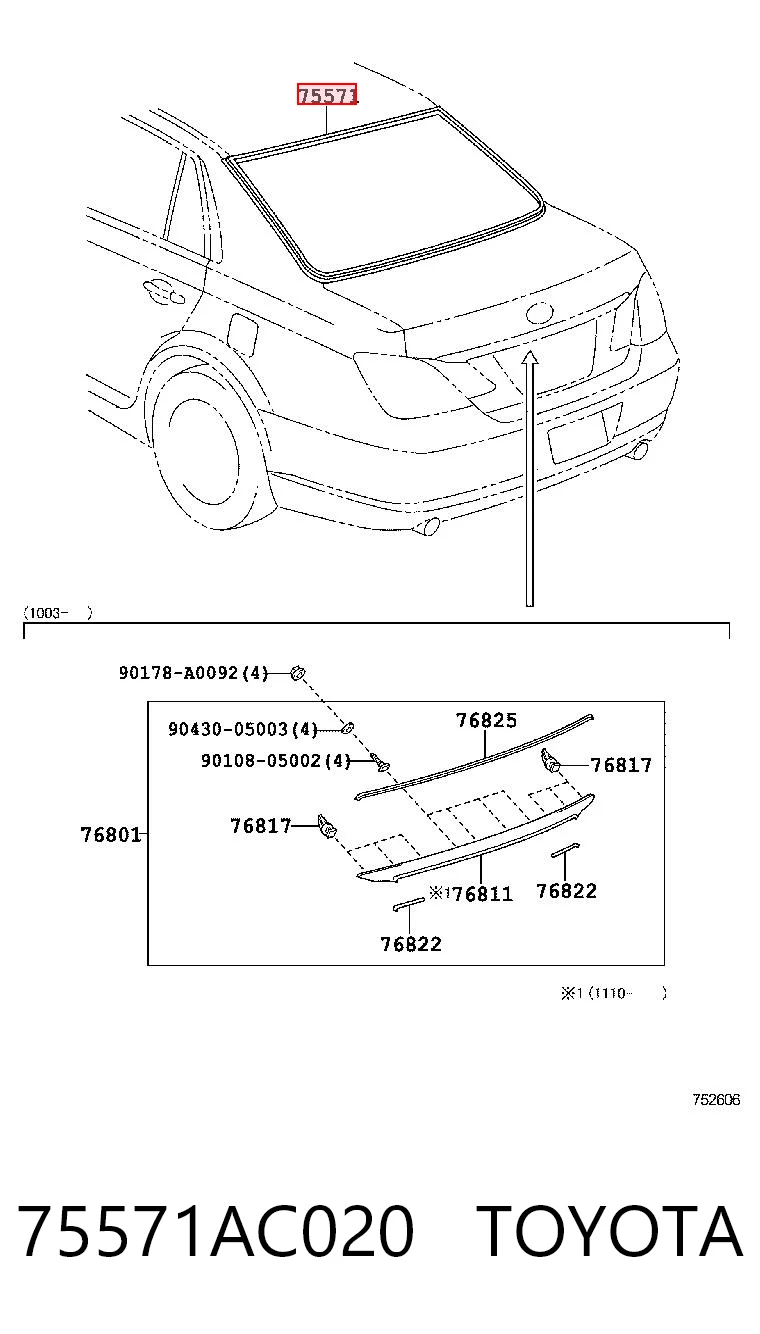 75571AC020 Toyota Накладка заднего стекла
