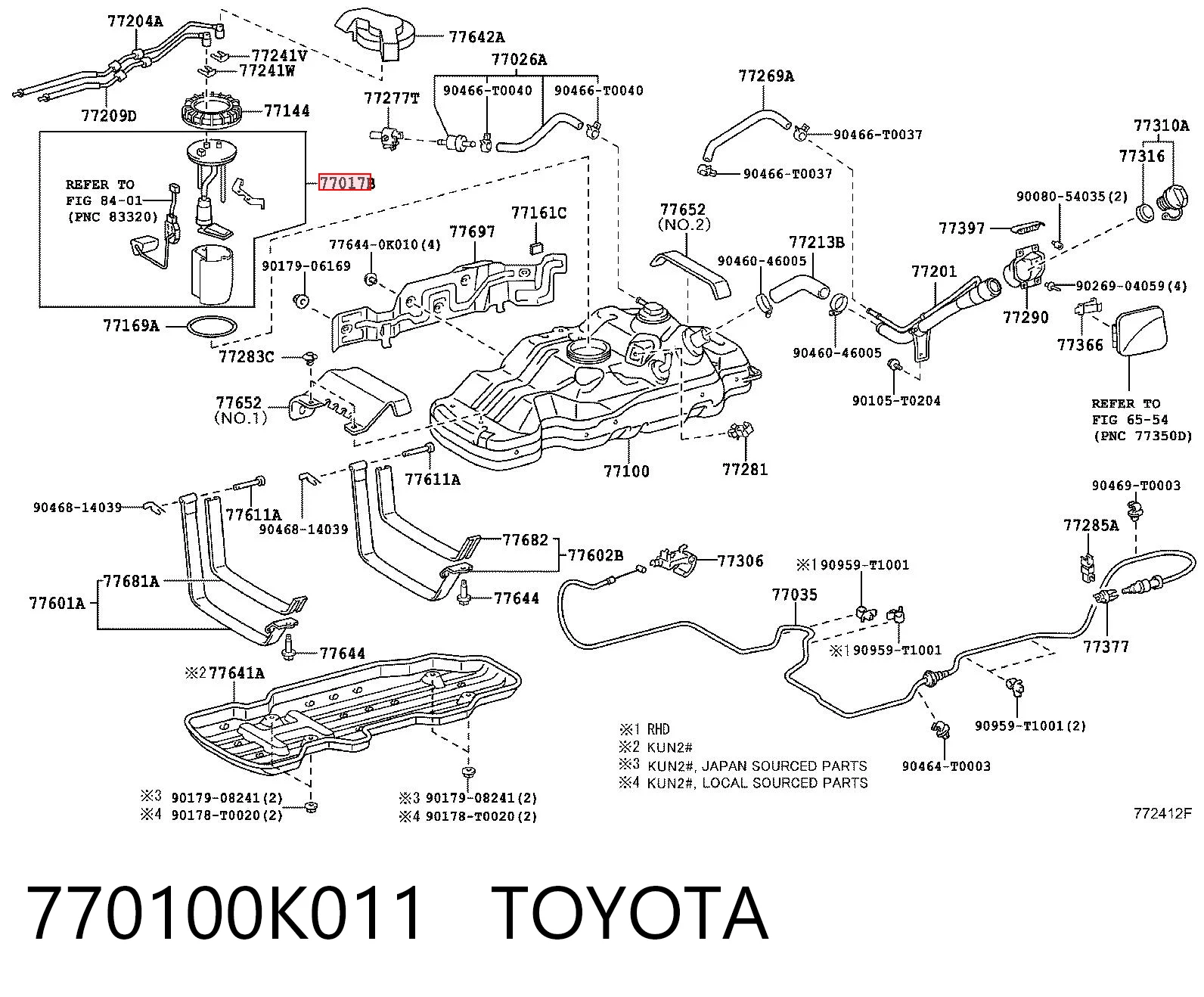 Датчик уровня топлива в баке на Toyota Hilux  KUN25