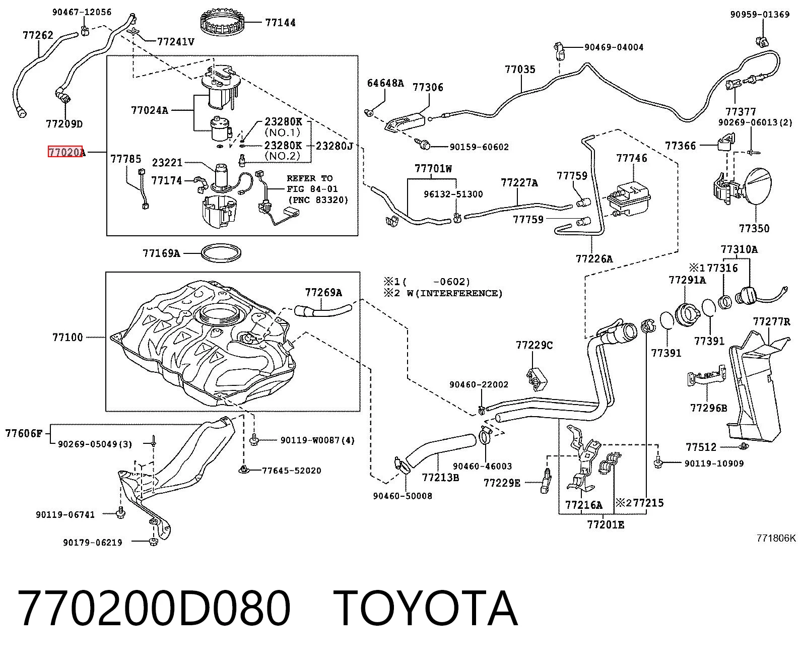 770200D080 Toyota Электробензонасос