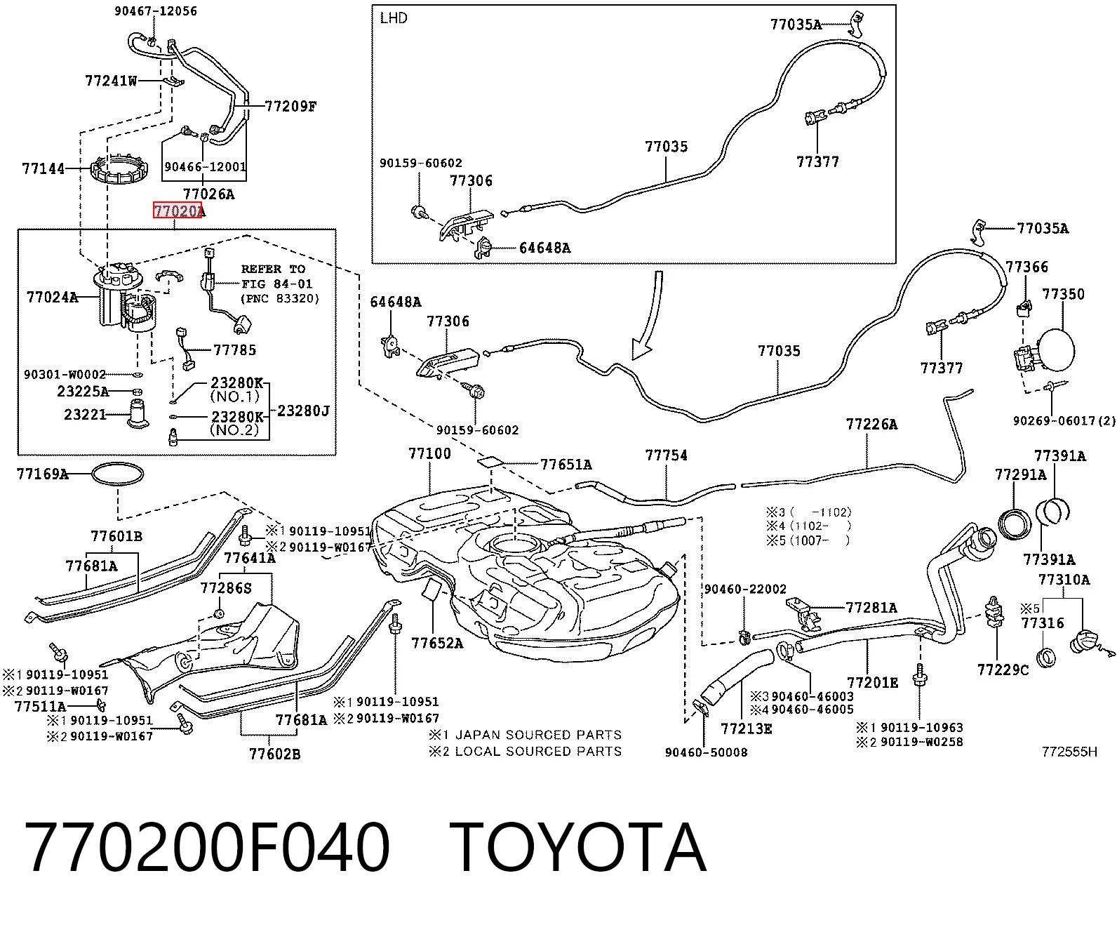 770200F040 Toyota Электробензонасос