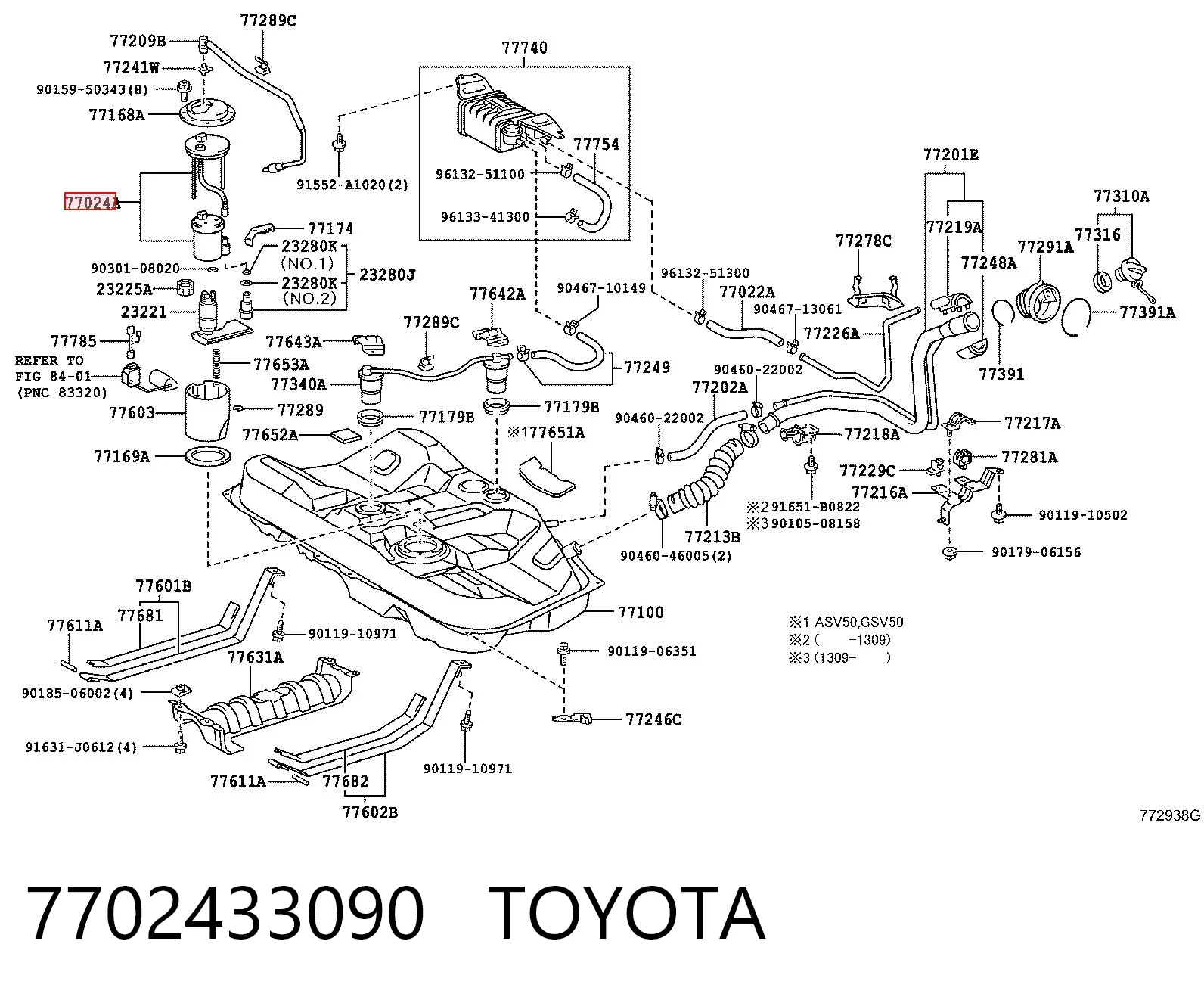 Фильтр топлива на Toyota Camry VII V50