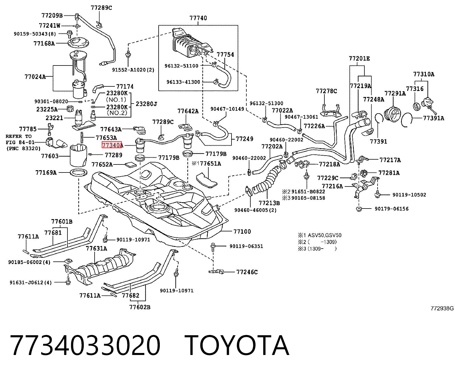 7734033020 Toyota Клапан вентиляции газов топливного бака