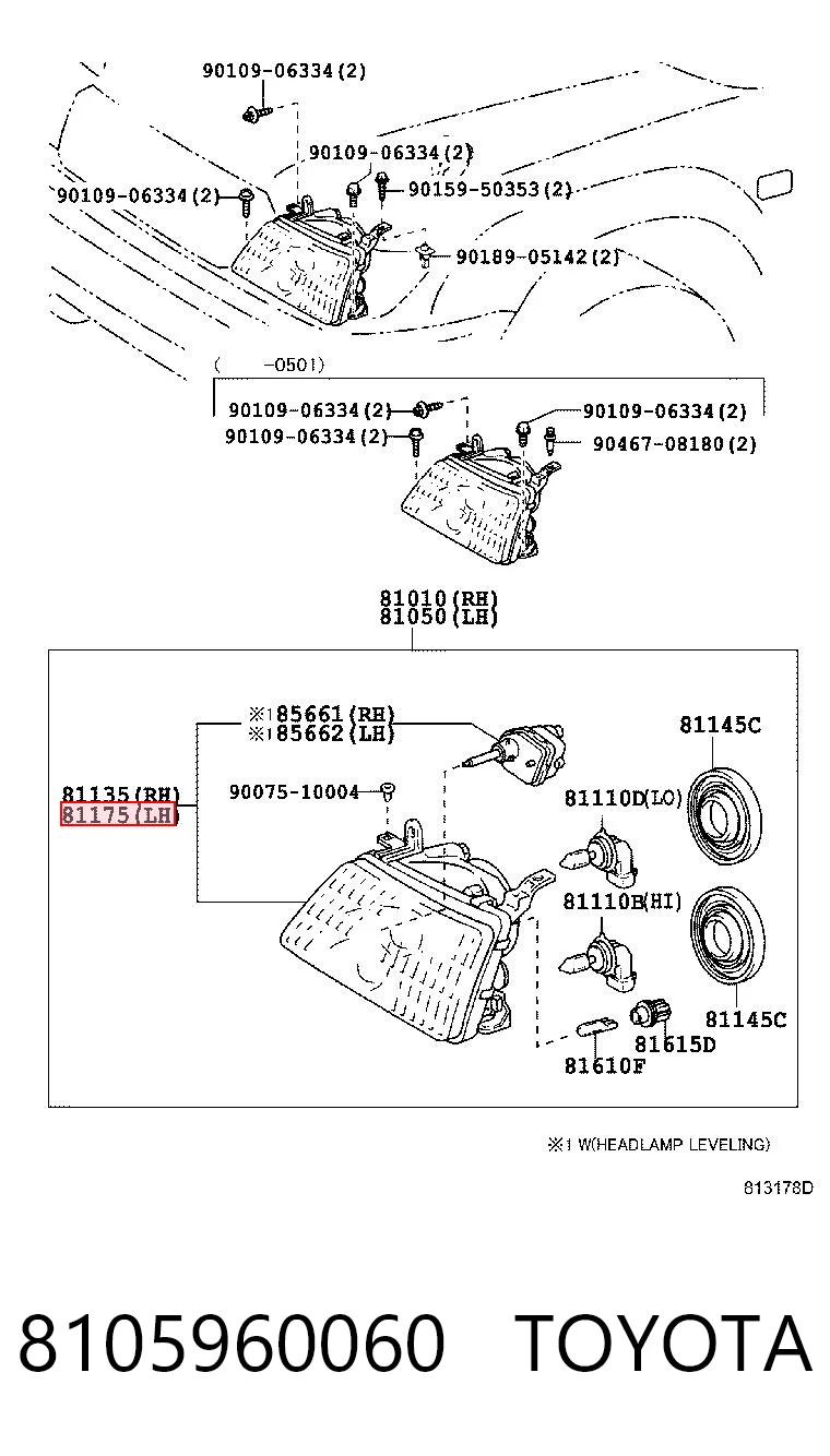 Фара левая TOYOTA 8105960060