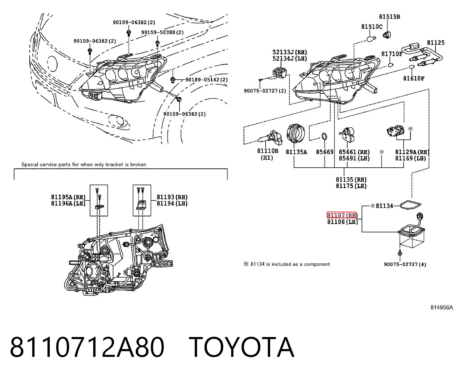 8110712A80 Toyota Модуль управления биксеноном