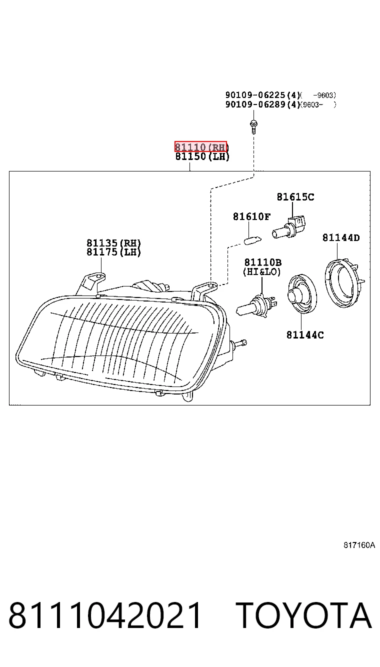 8111042021 Toyota Фара передняя правая