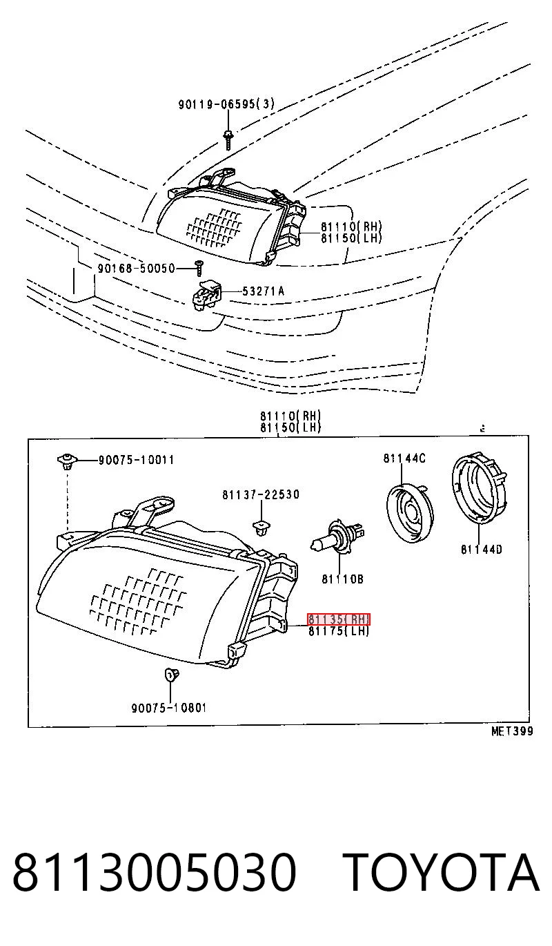 8113005030 Toyota Фара передняя правая