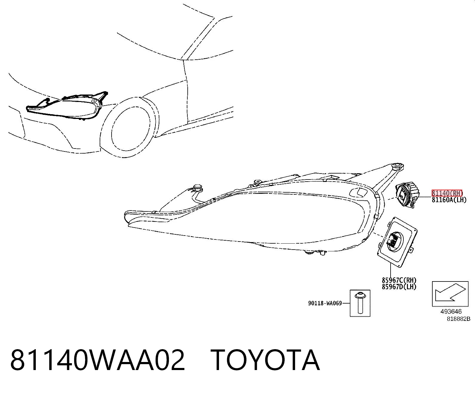 81140WAA02 Toyota Фара передняя правая