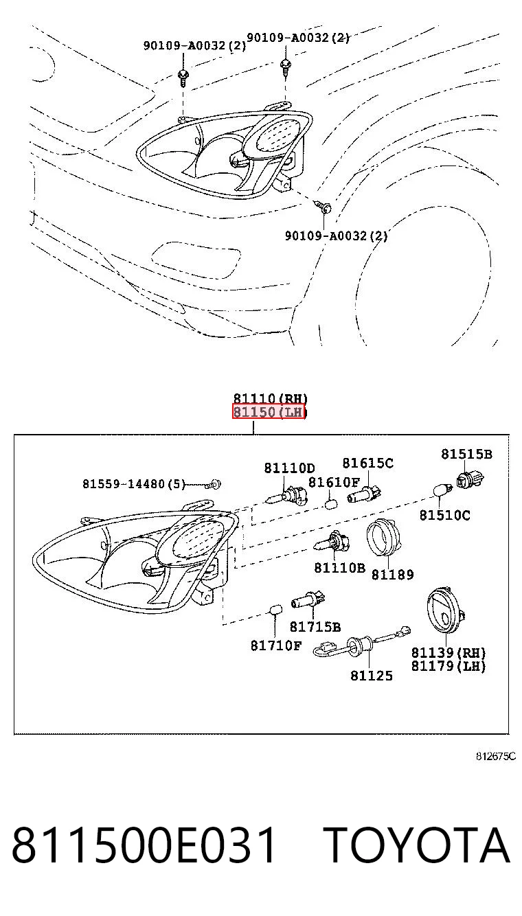 Фара левая TOYOTA 811500E031