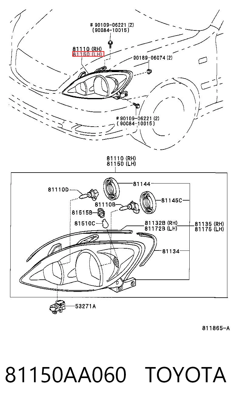 81150AA060 Toyota Фара