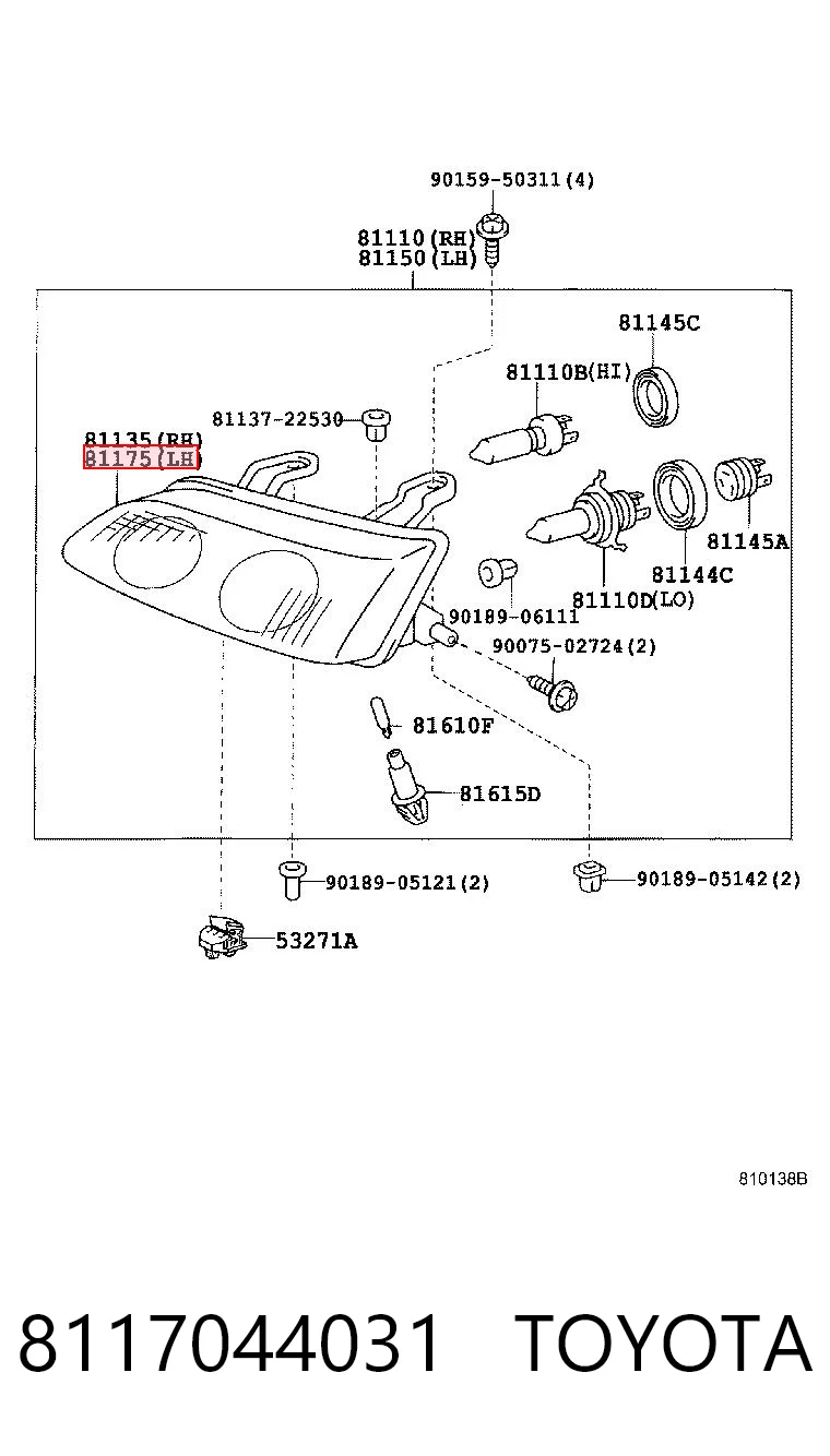 Фара левая Toyota Picnic XM1