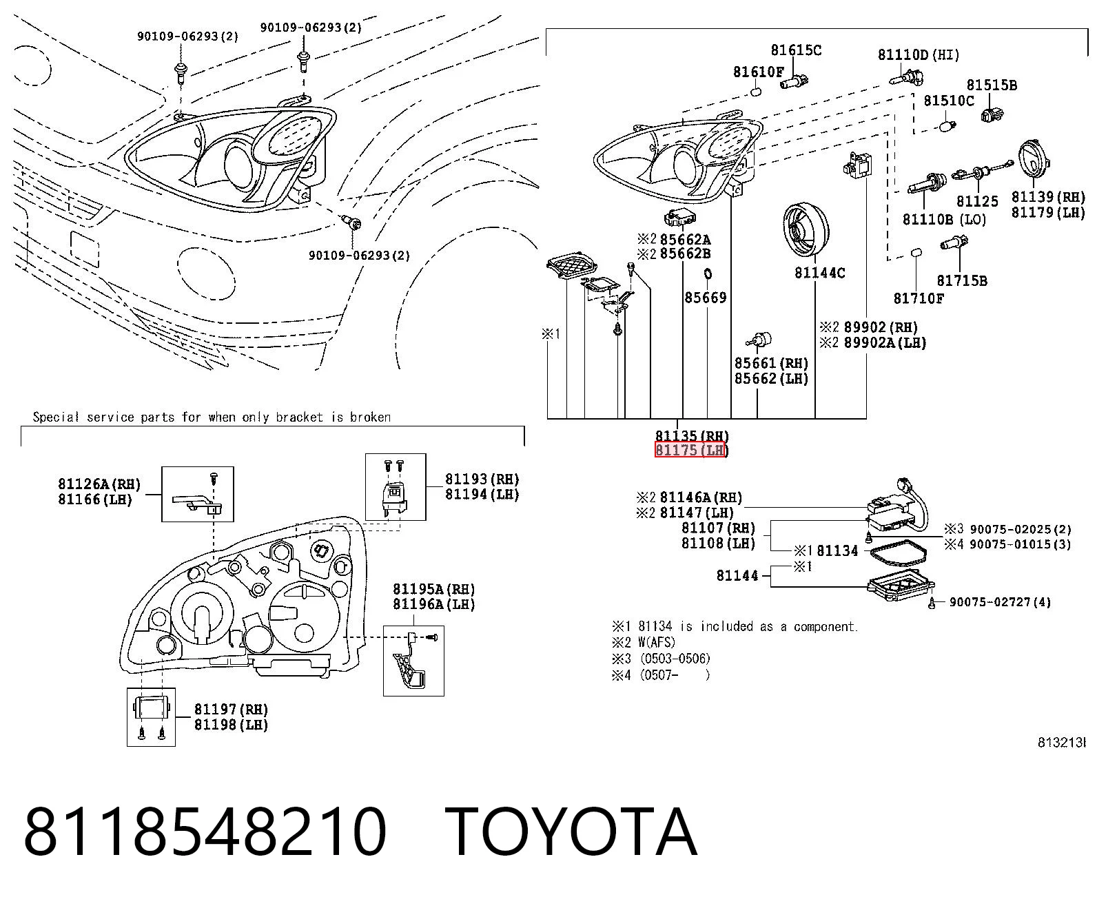 Фара левая Lexus RX 330/350 внедорожник (U3) (2003 - 2008) цена, от 153.35 USD