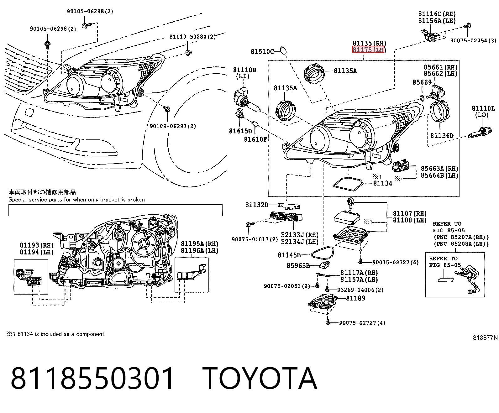 Фара на Lexus LS 460/460L USF4
