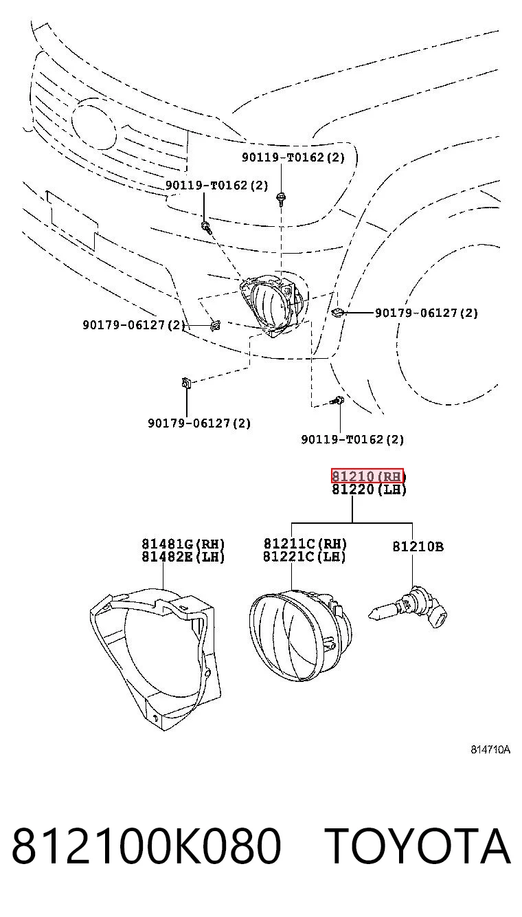 812100K080 Toyota Противотуманка правая