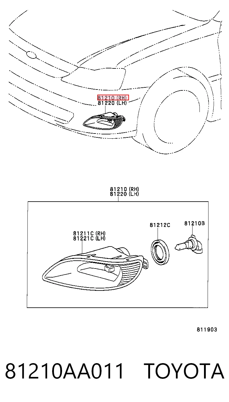 81210AA011 Toyota Противотуманка правая