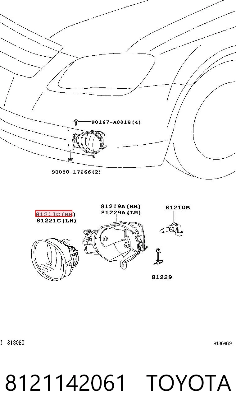 8121142061 Toyota Противотуманка правая