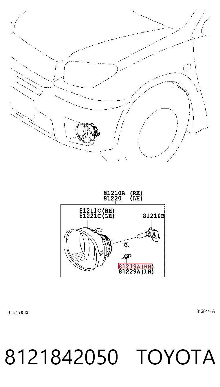 8121842050 Toyota Кронштейн крепления противотуманной фары, левой