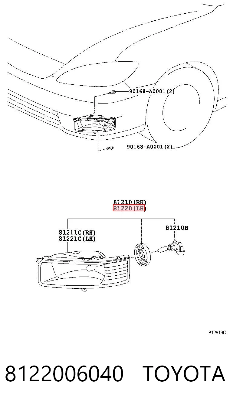 Противотуманная фара левая на Toyota Camry V V30
