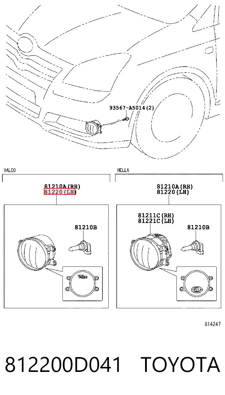 812200D041 Toyota Противотуманная фара левая