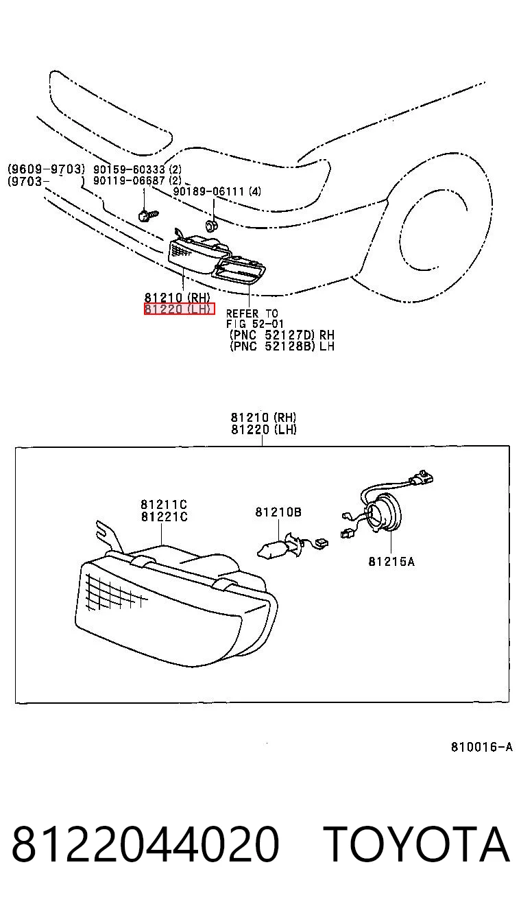 Фара противотуманная левая Toyota Picnic XM1