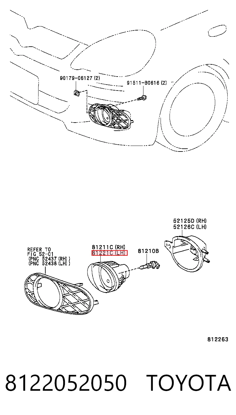 Фара противотуманная, левая Toyota Corolla VERSO минивэн (E12J) (2001 - 2004) цена, от 38.37 USD