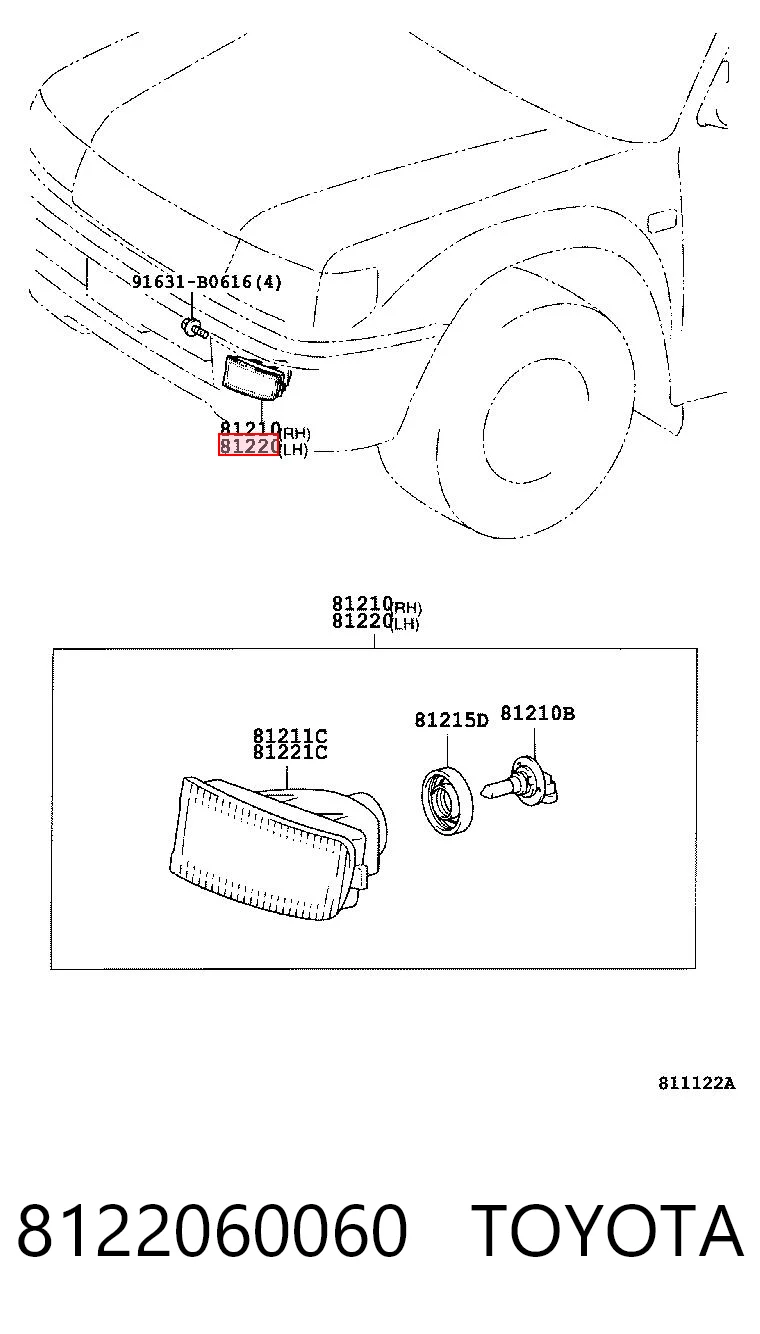 Фара противотуманная, левая Toyota Land Cruiser 90 внедорожник (J9) (1996 - 2002) цена, от 48.14 USD