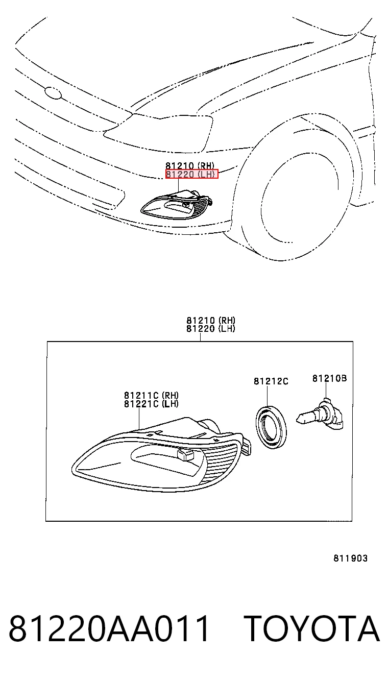 81220AA011 Toyota Противотуманная фара левая